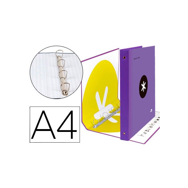 Carpeta 4 anillas 40 mm mixtas liderpapel antartik a4 forrada color violeta. Carpeta 4 anillas 40 mm mixtas liderpapel antartik a4 forrada color violeta.