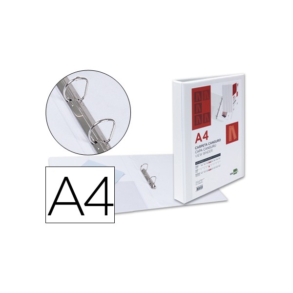 Carpeta canguro 2 anillas mixtas 16mm liderpapel a4 plastico blanca. Carpeta canguro 2 anillas mixtas 16mm liderpapel a4 plastico blanca.
