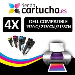 Pack 4 cartuchos compatibles DELL 1320C / 2130CN / 2135CN *Elija colores que prefiera* PARA LA IMPRESORA Cartouches DELL 2135CN