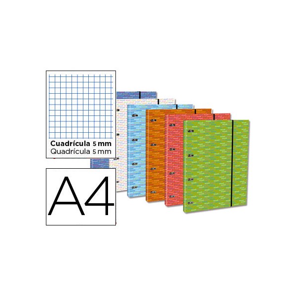 Carpeta con recambio liderpapel a4 cuadro 5 mm 120 hojas 80 g forrada 4 anillas 40 mm redondas. Carpeta con recambio liderpapel a4 cuadro 5 mm 120 hojas 80 g forrada 4 anillas 40 mm redondas.