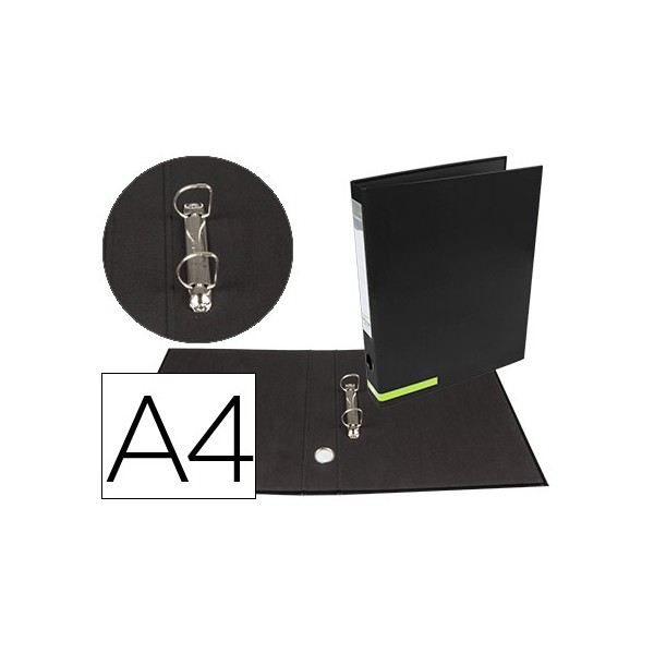 Carpeta de 2 anillas 25 mm mixtas liderpapel a4 forrado color system con ollado y tarjetero negro. Carpeta de 2 anillas 25 mm mixtas liderpapel a4 forrado color system con ollado y tarjetero negro.