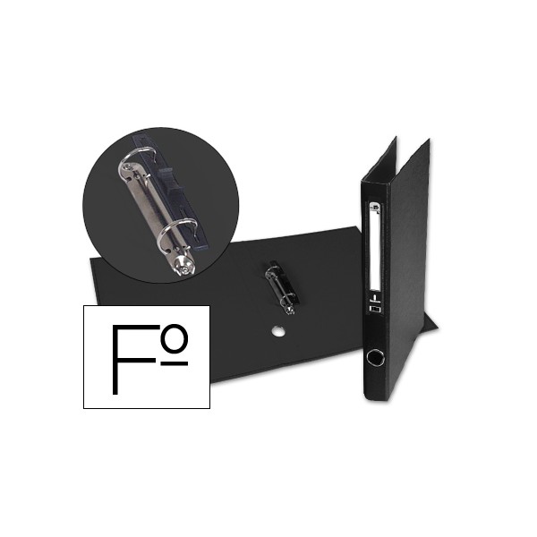 Carpeta de 2 anillas 25mm mixt as liderpapel folio forrado papercoat con ollao y tarjetero compresor plastico negro. Carpeta de 2 anillas 25mm mixt as liderpapel folio forrado papercoat con ollao y tarjetero compresor plastico negro.