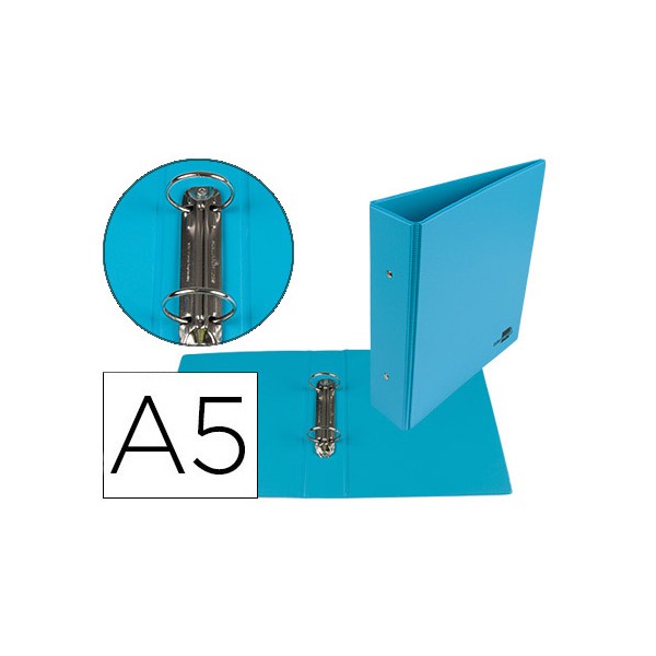 Carpeta de 2 anillas 40 mm redondas liderpapel a5 carton forrado pvc azul. Carpeta de 2 anillas 40 mm redondas liderpapel a5 carton forrado pvc azul.