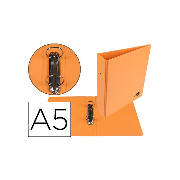 Carpeta de 2 anillas 40 mm redondas liderpapel a5 carton forrado pvc naranja. Carpeta de 2 anillas 40 mm redondas liderpapel a5 carton forrado pvc naranja.