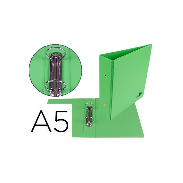 Carpeta de 2 anillas 40 mm redondas liderpapel a5 carton forrado pvc verde. Carpeta de 2 anillas 40 mm redondas liderpapel a5 carton forrado pvc verde.