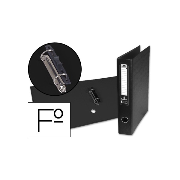 Carpeta de 2 anillas 40mm mixt as liderpapel folio forrado papercoat con ollao y tarjetero compresor plastico negro. Carpeta de 2 anillas 40mm mixt as liderpapel folio forrado papercoat con ollao y tarjetero compresor plastico negro.