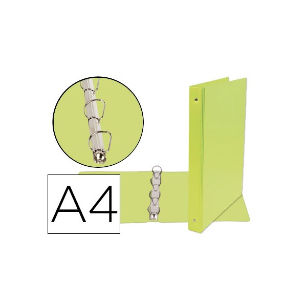 Carpeta de 4 anillas 25 mm mixtas liderpapel a4 carton forrado pvc verde. Carpeta de 4 anillas 25 mm mixtas liderpapel a4 carton forrado pvc verde.