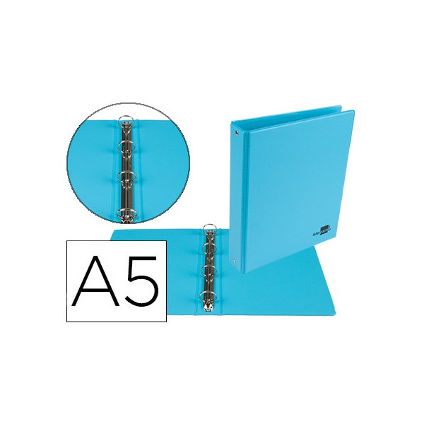 Carpeta de 4 anillas 25 mm redondas liderpapel a5 carton forrado pvc azul. Carpeta de 4 anillas 25 mm redondas liderpapel a5 carton forrado pvc azul.