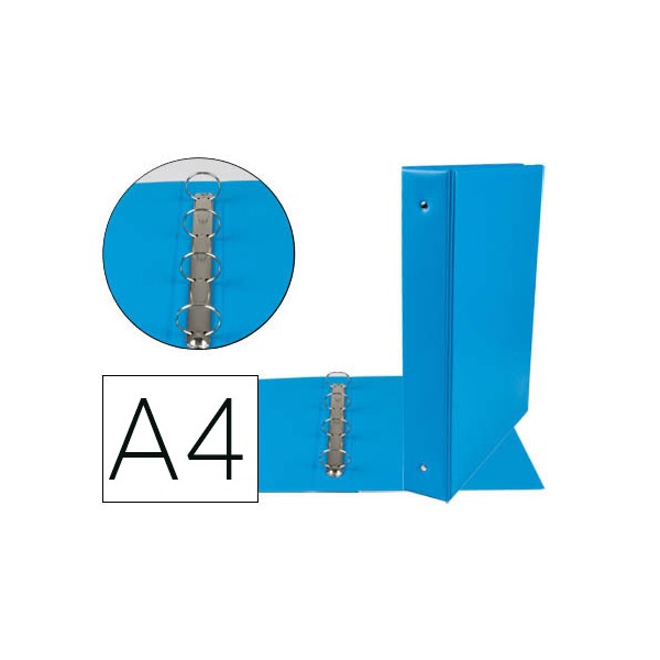 Carpeta de 4 anillas 40 mm mixtas liderpapel a4 carton forrado pvc azul. Carpeta de 4 anillas 40 mm mixtas liderpapel a4 carton forrado pvc azul.