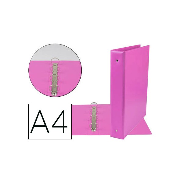 Carpeta de 4 anillas 40 mm mixtas liderpapel a4 carton forrado pvc fucsia. Carpeta de 4 anillas 40 mm mixtas liderpapel a4 carton forrado pvc fucsia.