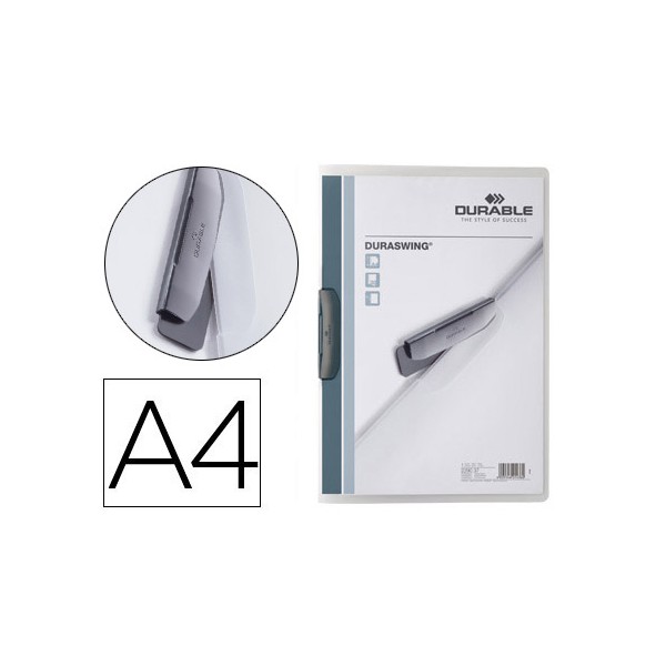 Carpeta durable duraswing dossier pinza lateral giratoria polipropileno din a4 grafito 30 hojas. Carpeta durable duraswing dossier pinza lateral giratoria polipropileno din a4 grafito 30 hojas.