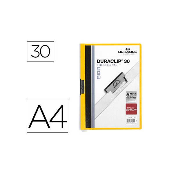 Carpeta duraclip dossier pinza lateral amarillo capacidad 30 hojas. Carpeta duraclip dossier pinza lateral amarillo capacidad 30 hojas.