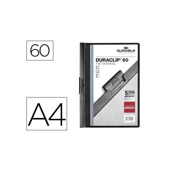 Carpeta duraclip dossier pinza lateral negro capacidad 60 hojas. Carpeta duraclip dossier pinza lateral negro capacidad 60 hojas.