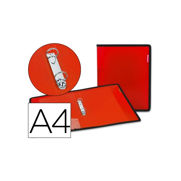 Carpeta liderpapel 2 anillas 25 mm 43030 polipropileno roja con bolsa y tarjetero con ribete negro. Carpeta liderpapel 2 anillas 25 mm 43030 polipropileno roja con bolsa y tarjetero con ribete negro.