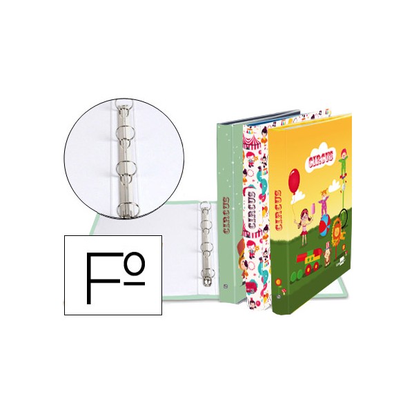 Carpeta liderpapel 4 anillas 25 mm redondas carton forrado folio fantasia circus. Carpeta liderpapel 4 anillas 25 mm redondas carton forrado folio fantasia circus.