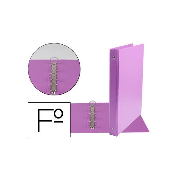Carpeta liderpapel 4 anillas 25 mm redondas plastico folio color lila. Carpeta liderpapel 4 anillas 25 mm redondas plastico folio color lila.