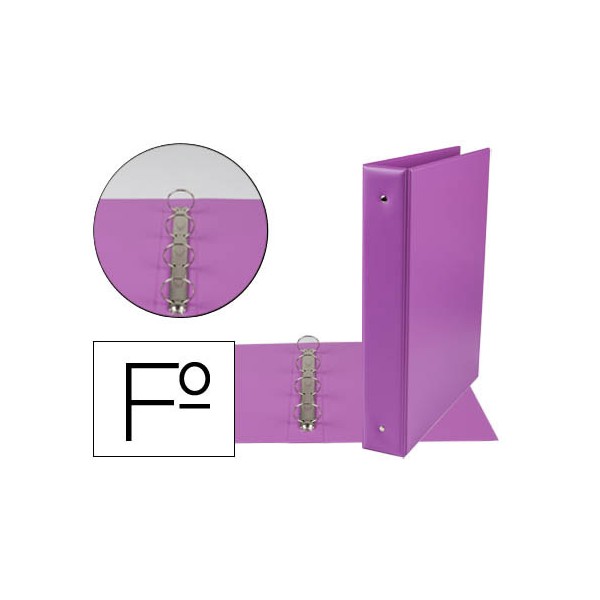 Carpeta liderpapel 4 anillas 40 mm redondas plastico folio color lila. Carpeta liderpapel 4 anillas 40 mm redondas plastico folio color lila.