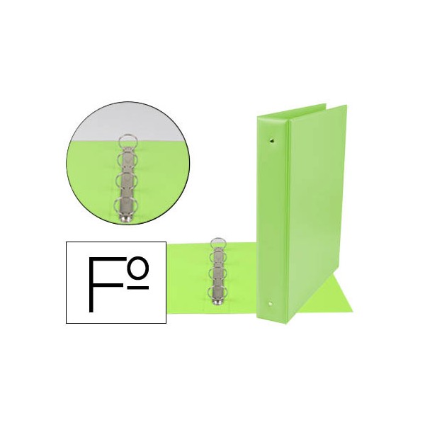 Carpeta liderpapel 4 anillas 40 mm redondas plastico folio color verde pistacho. Carpeta liderpapel 4 anillas 40 mm redondas plastico folio color verde pistacho.