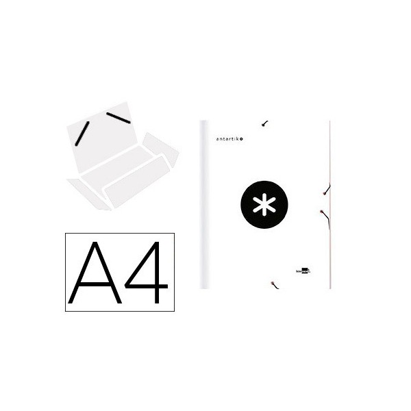 Carpeta liderpapel antartik gomas a4 3 solapas carton forrado color blanco. Carpeta liderpapel antartik gomas a4 3 solapas carton forrado color blanco.