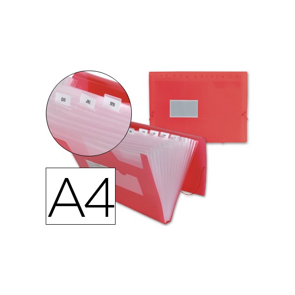 Carpeta liderpapel clasificador fuelle 32110 polipropileno din a4 roja transparente 13 departamentos. Carpeta liderpapel clasificador fuelle 32110 polipropileno din a4 roja transparente 13 departamentos.