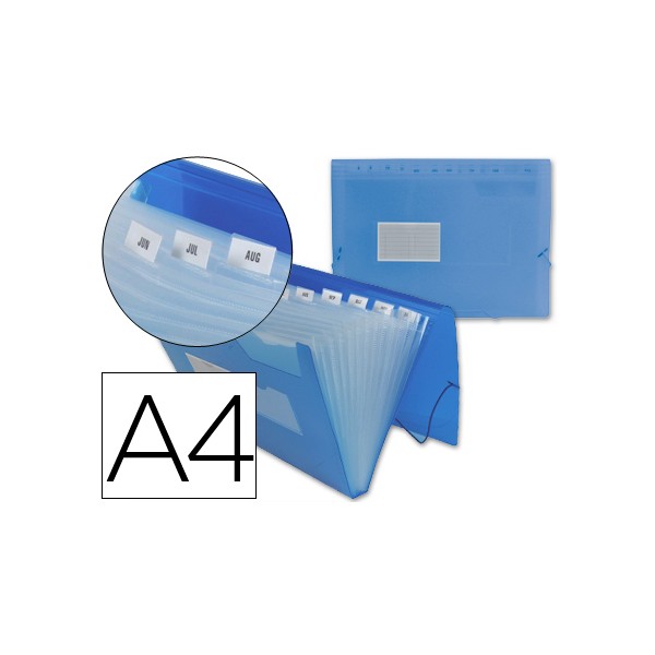 Carpeta liderpapel clasificador fuelle 32112 polipropileno din a4 azul transparente 13 departamentos. Carpeta liderpapel clasificador fuelle 32112 polipropileno din a4 azul transparente 13 departamentos.