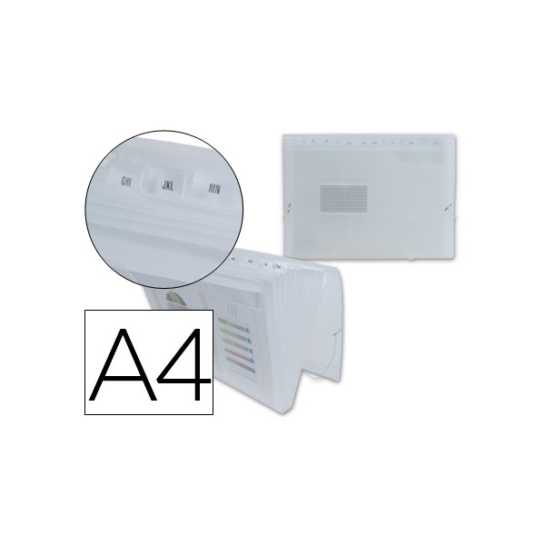 Carpeta liderpapel clasificador fuelle 32114 polipropileno din a4 incolora 13 departamentos. Carpeta liderpapel clasificador fuelle 32114 polipropileno din a4 incolora 13 departamentos.