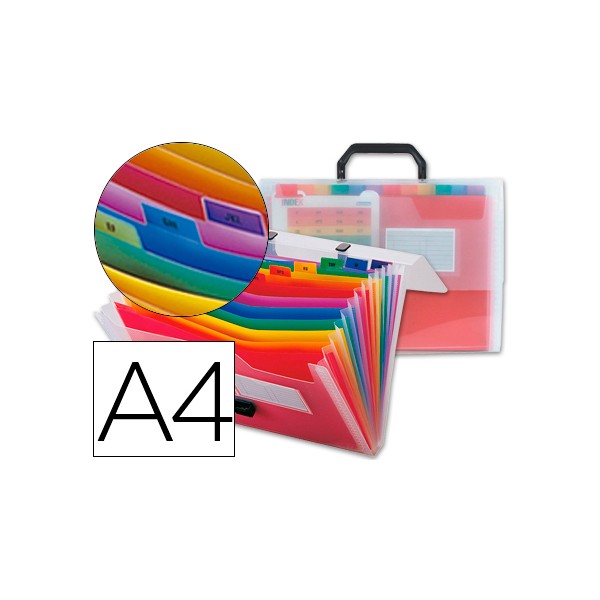 Carpeta liderpapel clasificador fuelle 45144 polipropileno a4 transparente con asa spectrafile 26 dpto. Carpeta liderpapel clasificador fuelle 45144 polipropileno a4 transparente con asa spectrafile 26 dpto.