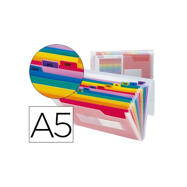 Carpeta liderpapel clasificador fuelle polipropileno din a5 spectrafile. Carpeta liderpapel clasificador fuelle polipropileno din a5 spectrafile.