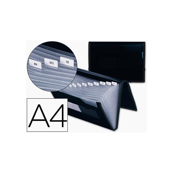 Carpeta liderpapel clasificadora fuelle polipropileno din a4 negra con ribete negro 13 departamen. Carpeta liderpapel clasificadora fuelle polipropileno din a4 negra con ribete negro 13 departamen.