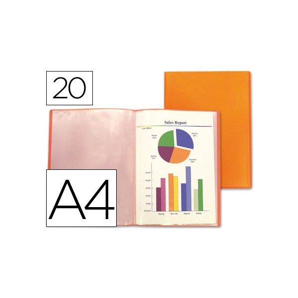 Carpeta liderpapel escaparate 47041 20 fundas polipropileno traslucida din a4 naranja frosty. Carpeta liderpapel escaparate 47041 20 fundas polipropileno traslucida din a4 naranja frosty.