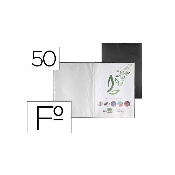Carpeta liderpapel escaparate 50 fundas pvc folio negro. Carpeta liderpapel escaparate 50 fundas pvc folio negro.
