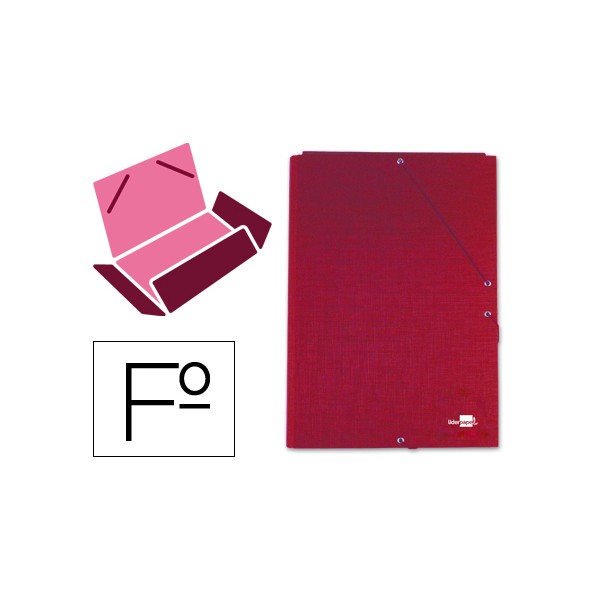 Carpeta liderpapel gomas folio 3 solapas carton forrado roja. Carpeta liderpapel gomas folio 3 solapas carton forrado roja.