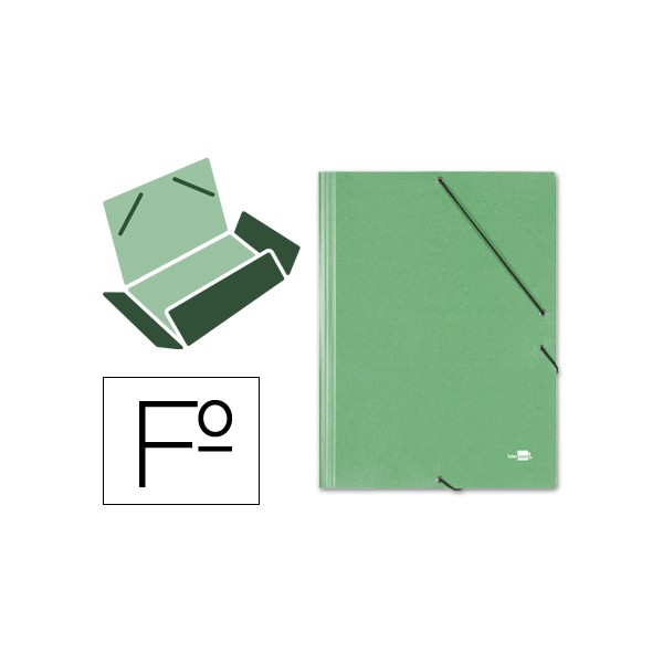 Carpeta liderpapel gomas folio 3 solapas carton simil prespan verde. Carpeta liderpapel gomas folio 3 solapas carton simil prespan verde.