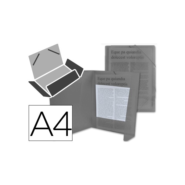 Carpeta liderpapel gomas solapas 34965 polipropileno din a4 negro transparente. Carpeta liderpapel gomas solapas 34965 polipropileno din a4 negro transparente.