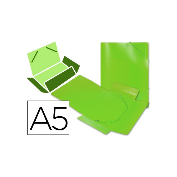 Carpeta liderpapel gomas solapas 34973 polipropileno din a5 verde. Carpeta liderpapel gomas solapas 34973 polipropileno din a5 verde.