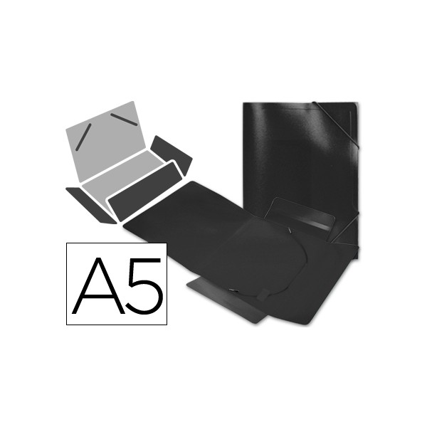 Carpeta liderpapel gomas solapas 34975 polipropileno din a5 negra. Carpeta liderpapel gomas solapas 34975 polipropileno din a5 negra.