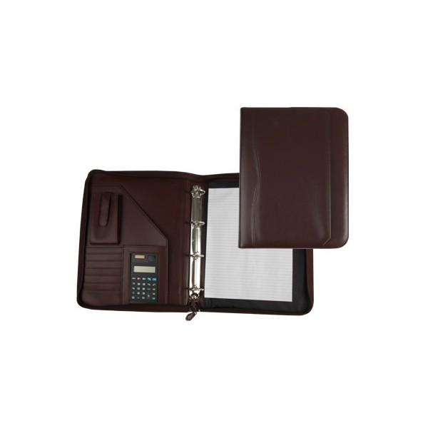 Carpeta portafolios 45-848 marron 260x355 mm cremallera 4 anillas 40 mm calculadora con bolsa para movil. Carpeta portafolios 45-848 marron 260x355 mm cremallera 4 anillas 40 mm calculadora con bolsa para movil.