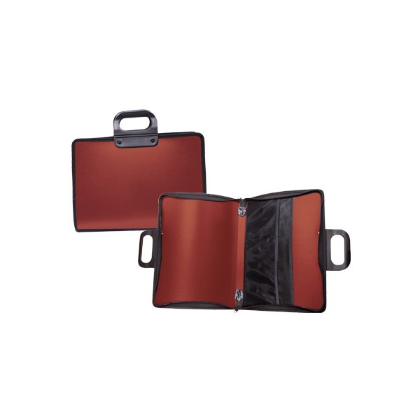 Cartera portadocumentos liderpapel roja con asa y cremallera 400x45x300 mm. Cartera portadocumentos liderpapel roja con asa y cremallera 400x45x300 mm.