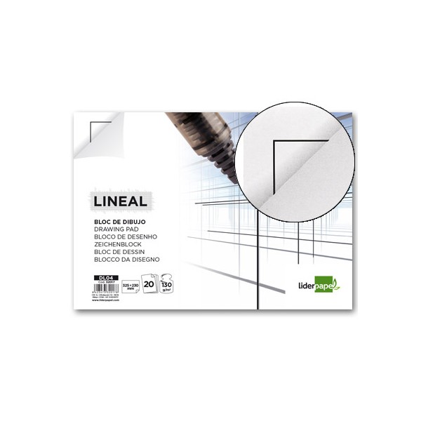 Bloc dibujo liderpapel lineal encolado 230x325mm 20 hojas 130g/m2 con recuadro. Bloc dibujo liderpapel lineal encolado 230x325mm 20 hojas 130g/m2 con recuadro.