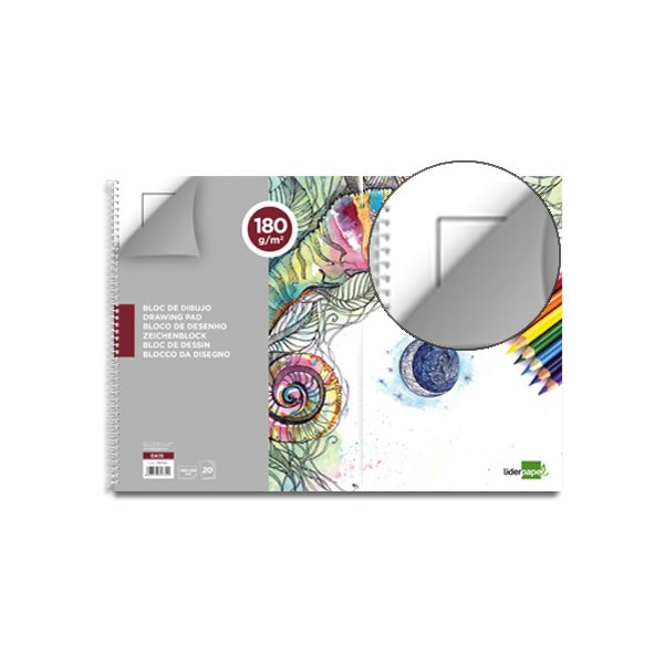 Bloc dibujo liderpapel lineal espiral 460x325mm 20 hojas 180 g/m2 con recuadroperforado. Bloc dibujo liderpapel lineal espiral 460x325mm 20 hojas 180 g/m2 con recuadroperforado.