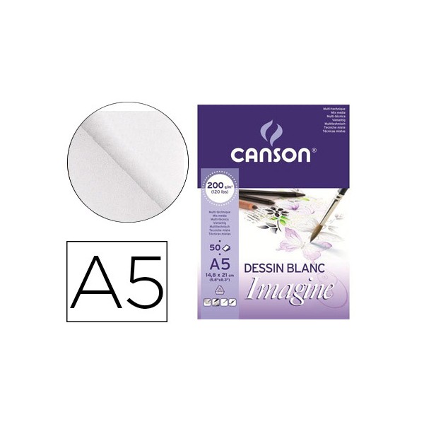 Bloc dibujo multitecnicas canson imagine din a5 encolado liso 14,8x21 cm 50 hojas 200 gr. Bloc dibujo multitecnicas canson imagine din a5 encolado liso 14,8x21 cm 50 hojas 200 gr.