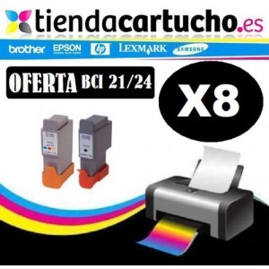 PACK 8 (ELIJA COLORES) CARTUCHOS COMPATIBLES CANON BCI-21/24 PARA LA IMPRESORA Canon MultiPass MP1300