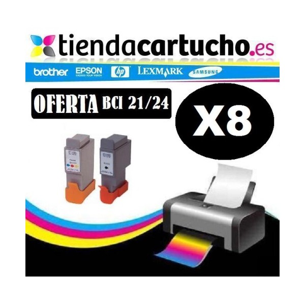 PACK 8 (CHOISIR LES COULEURS) CARTOUCHES COMPATIBLES CANON BCI-21/24 PACK 8 (CHOISIR LES COULEURS) CARTOUCHES COMPATIBLES CANON BCI-21/24