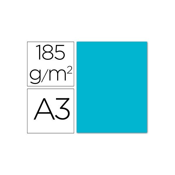 Cartulina guarro din a3 azul turquesa 185 gr paquete 50 h. Cartulina guarro din a3 azul turquesa 185 gr paquete 50 h.