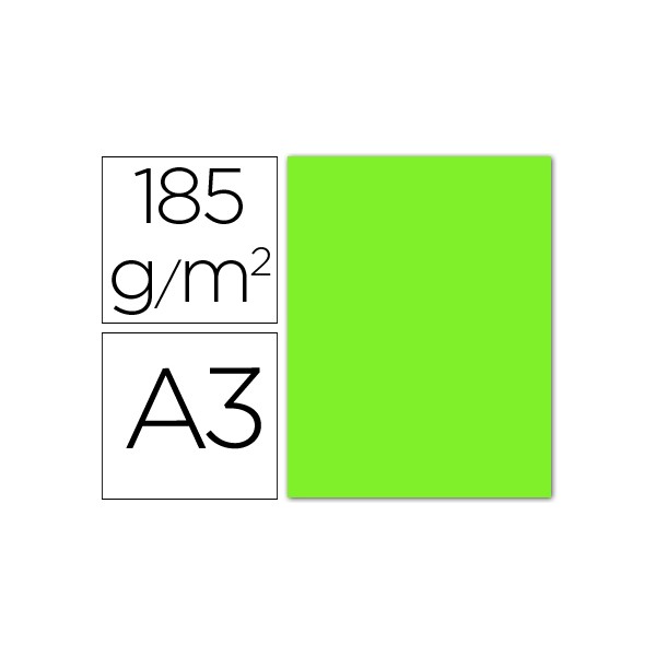 Cartulina guarro din a3 verde fluorescente 185 gr paquete 50 h. Cartulina guarro din a3 verde fluorescente 185 gr paquete 50 h.