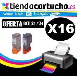 PACK 16 (ELIJA COLORES) CARTUCHOS COMPATIBLES CANON BCI-21/24 PARA LA IMPRESORA Canon Fax B 180