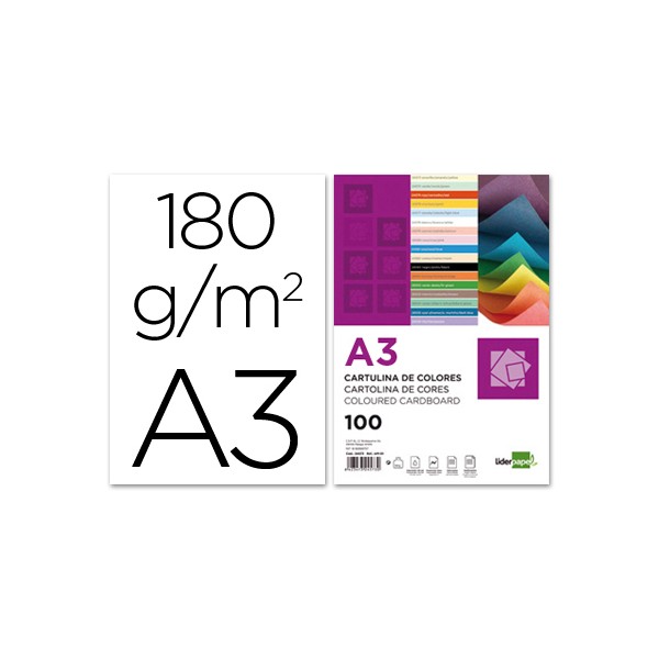 Cartulina liderpapel a3 180g/m2 blanco paquete de 100. Cartulina liderpapel a3 180g/m2 blanco paquete de 100.