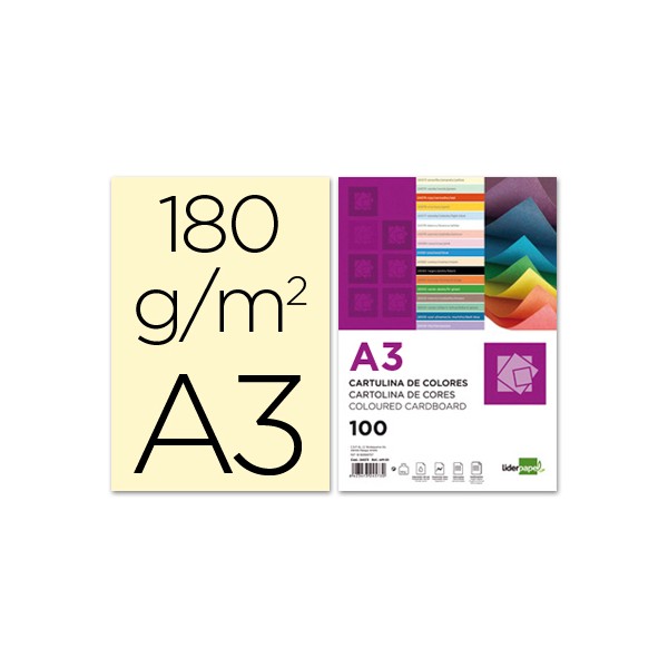 Cartulina liderpapel a3 180g/m2 crema paquete de 100. Cartulina liderpapel a3 180g/m2 crema paquete de 100.