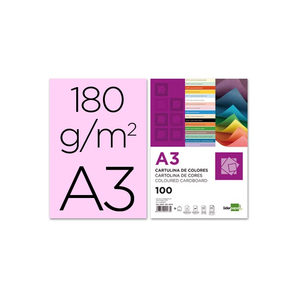 Cartulina liderpapel a3 180g/m2 rosa paquete de 100. Cartulina liderpapel a3 180g/m2 rosa paquete de 100.