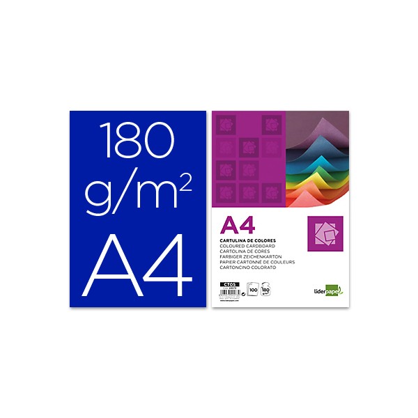 Cartulina liderpapel a4 180g/m2 azul ultramar paquete de 100. Cartulina liderpapel a4 180g/m2 azul ultramar paquete de 100.